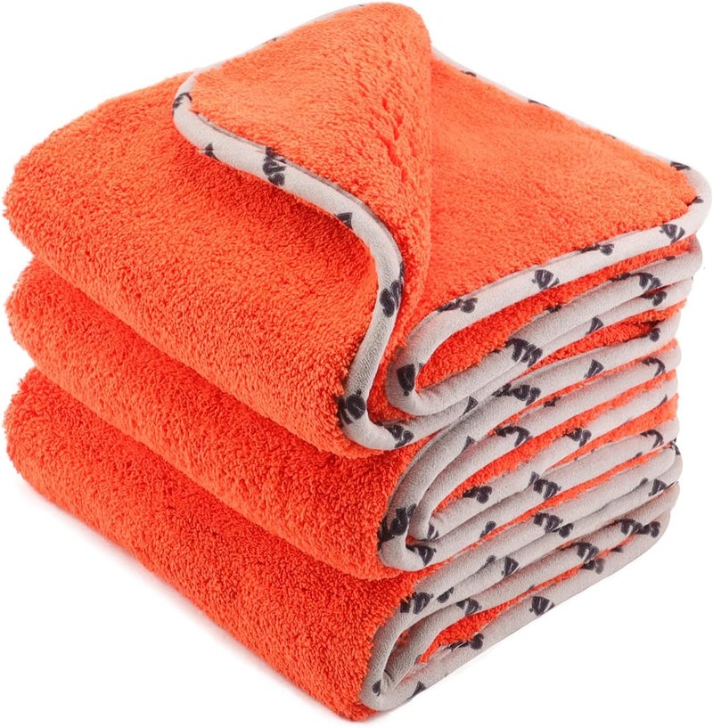 SPTA Car Microfiber Towels, 3Pcs Microfiber Car Cleaning Cloths, Upgraded 1200gsm Ultra-Thick Cars Drying Towel Microfiber for Car and Home Polishing Washing and Detailing 16'' x 16'' (3 Pack) - Image 1